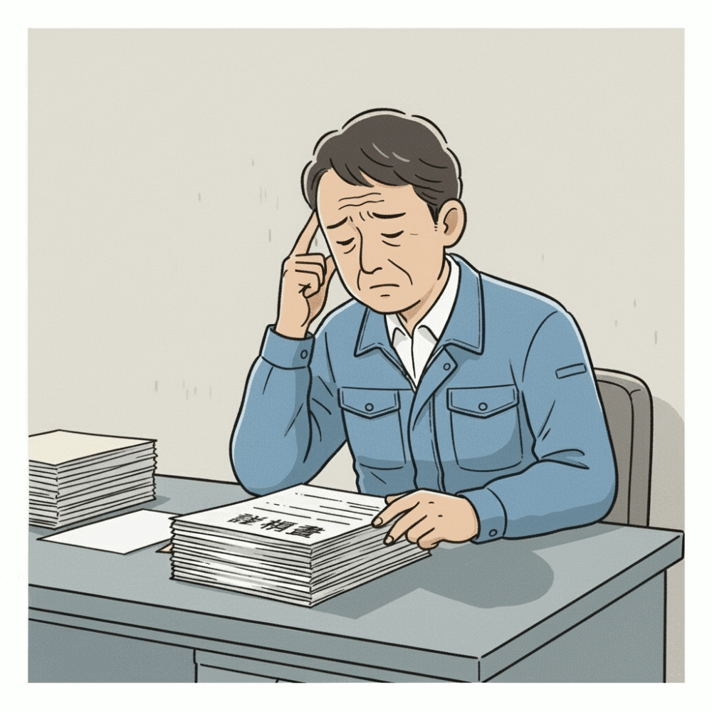 In a factory office a Japanese male factory manag 1759904211963